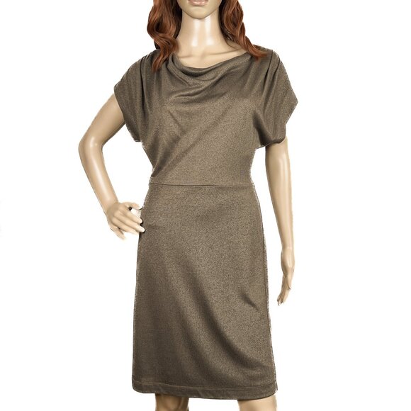 Ann Taylor Dresses & Skirts - Ann Taylor Metallic Gold Sheen Brown Sheath Midi Dress Size SP - NWOT